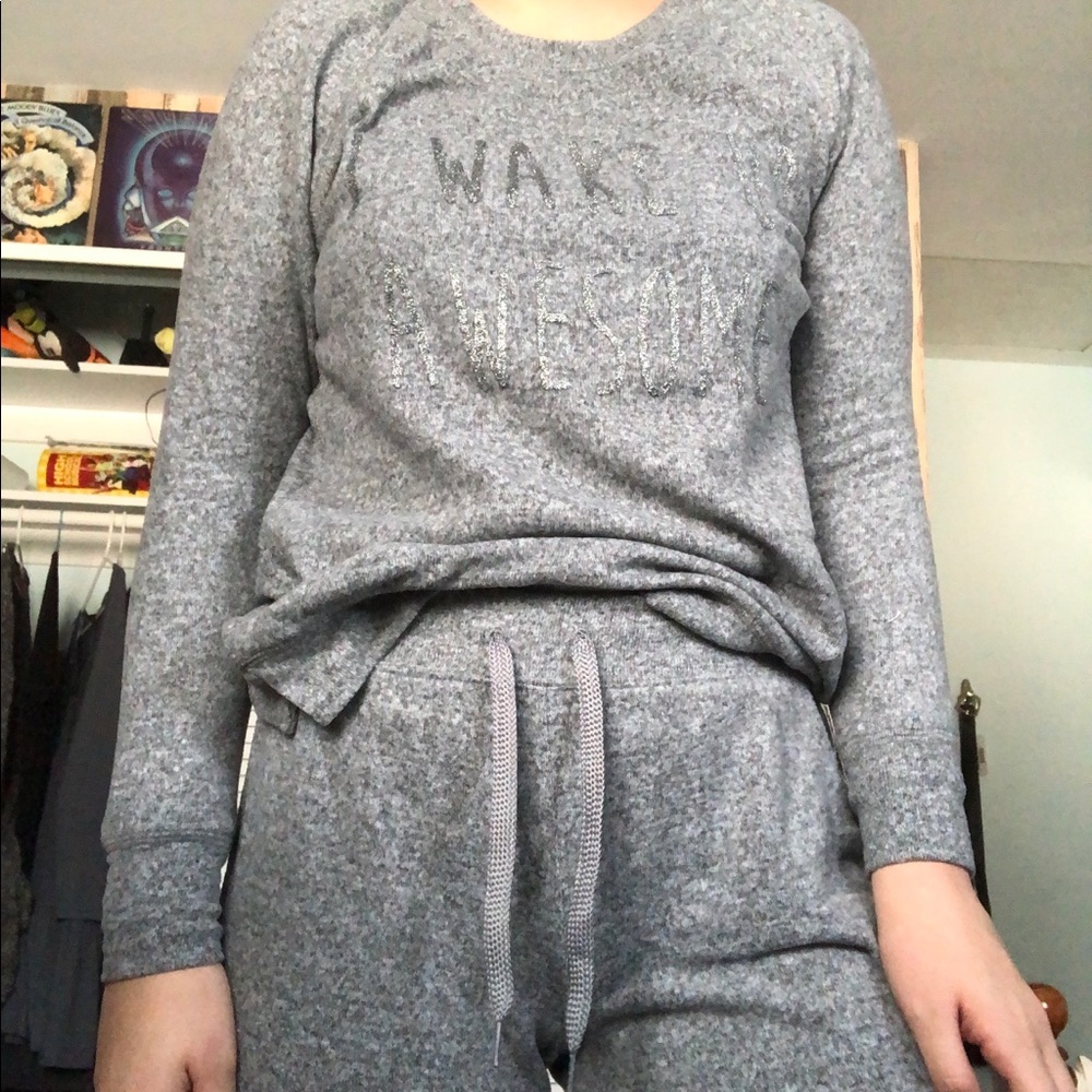wake up awesome grey pajama set